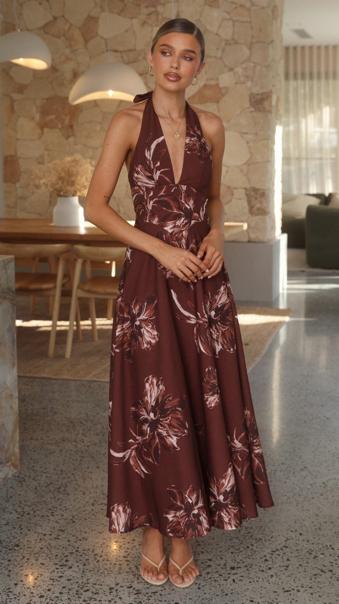 Skye Floral Maxi Dress in Chocolate Chocolate Flower 6