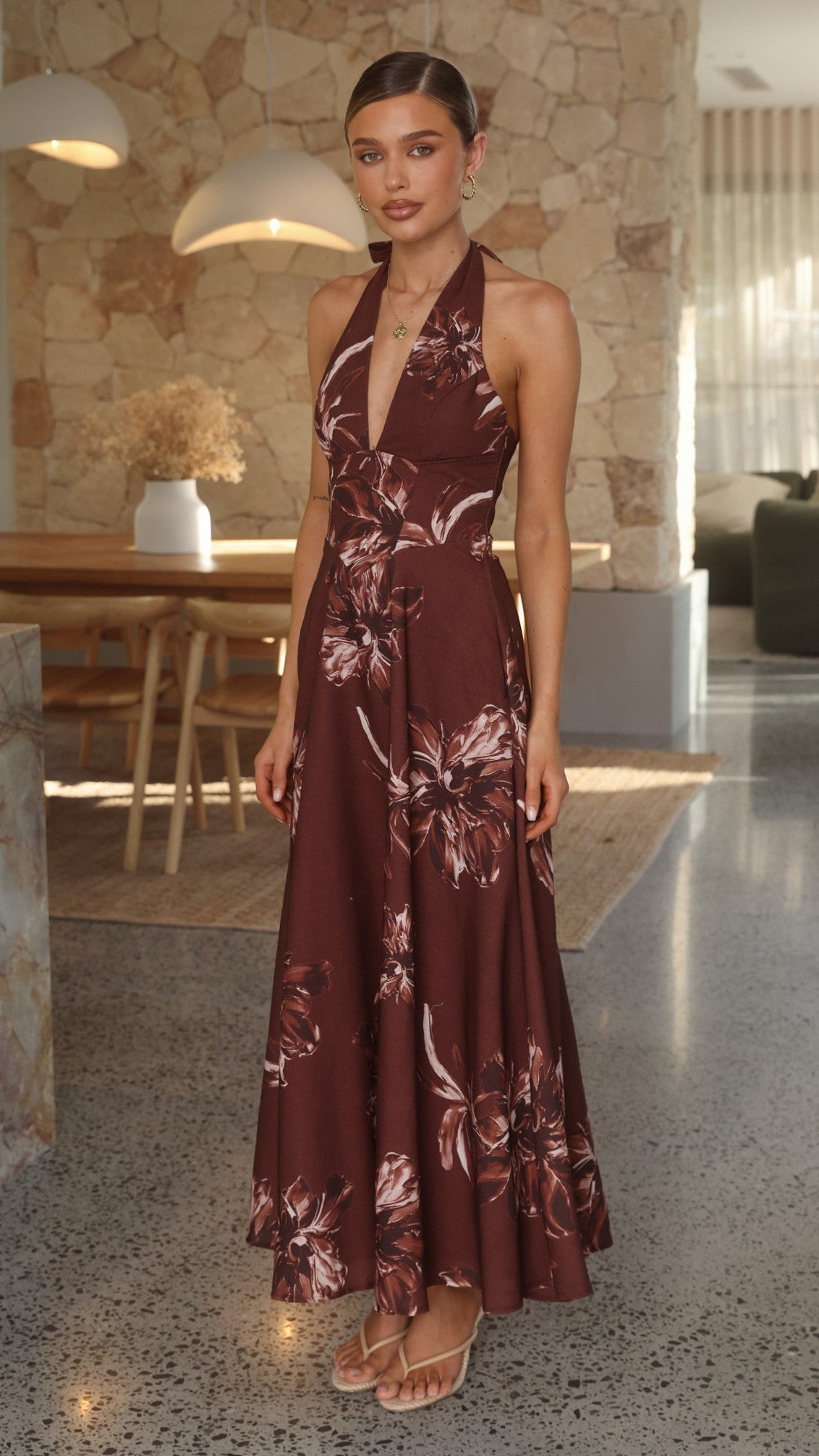 Skye Floral Maxi Dress in Chocolate Chocolate Flower 7