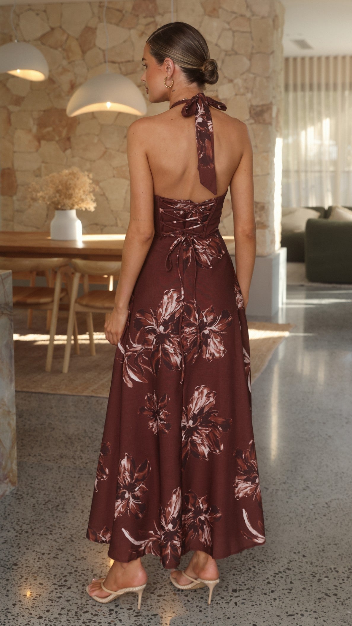 Skye Floral Maxi Dress in Chocolate Chocolate Flower 2