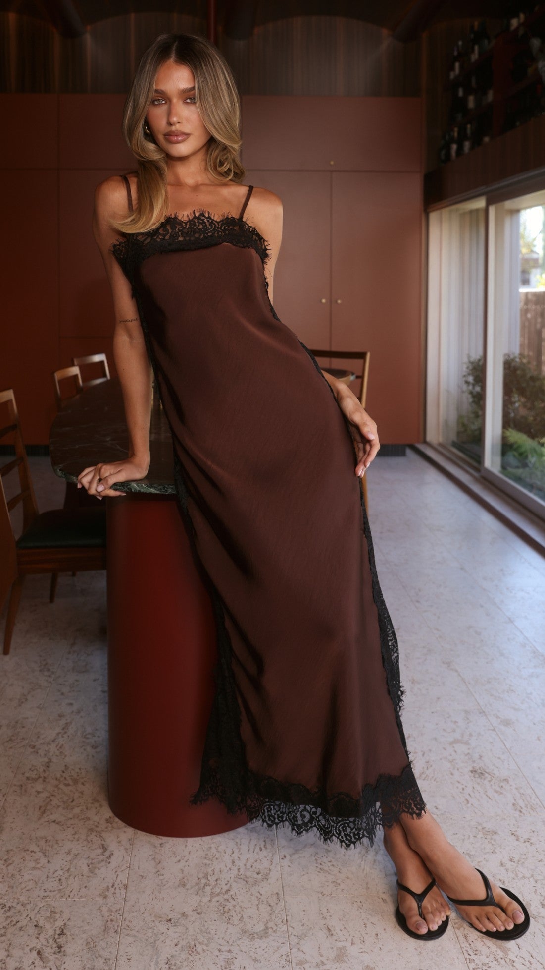 Naliah Chocolate Maxi Dress Chocolate/Black 5