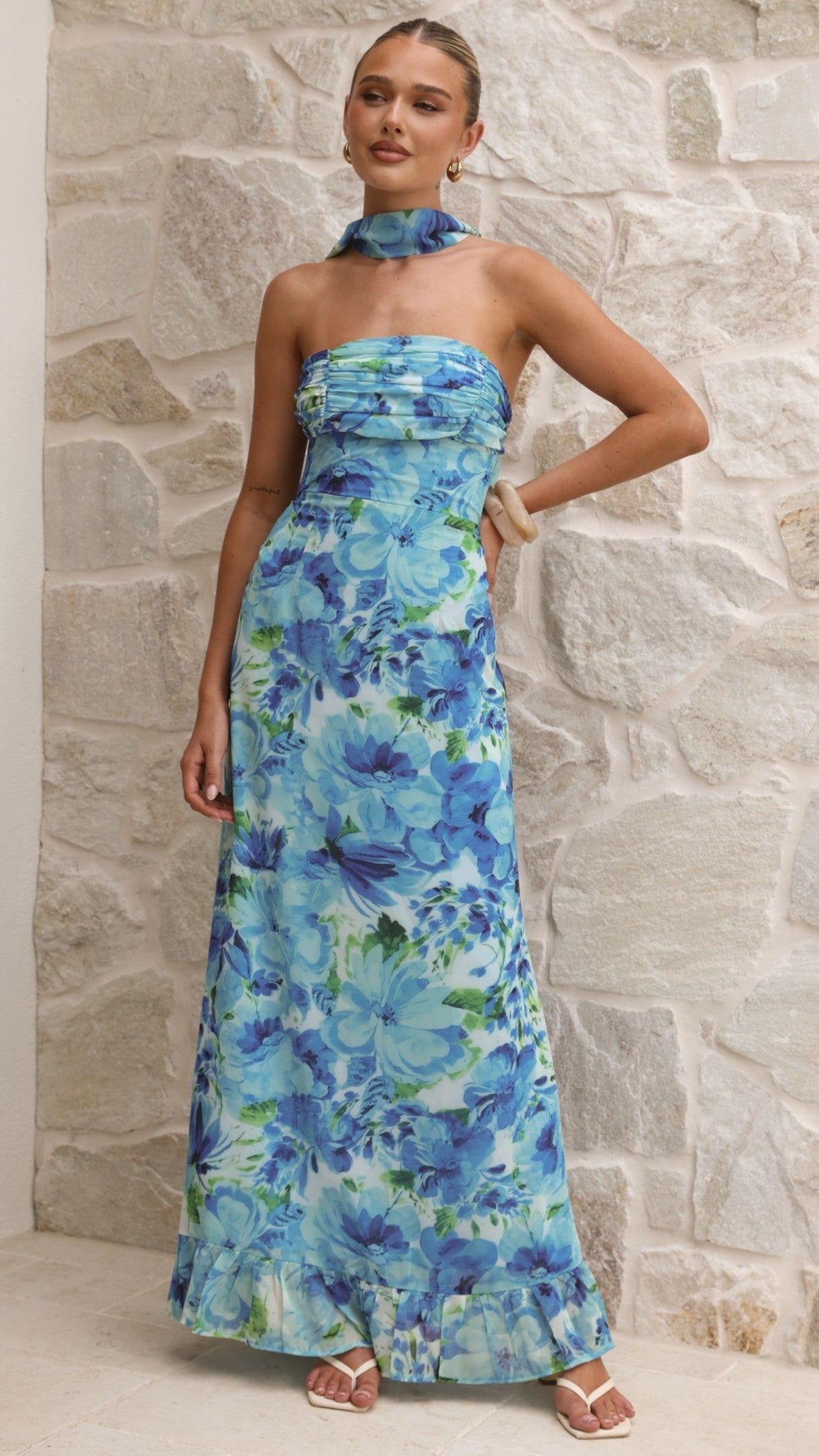 Mariposa Floral Maxi Dress Blue Floral 7