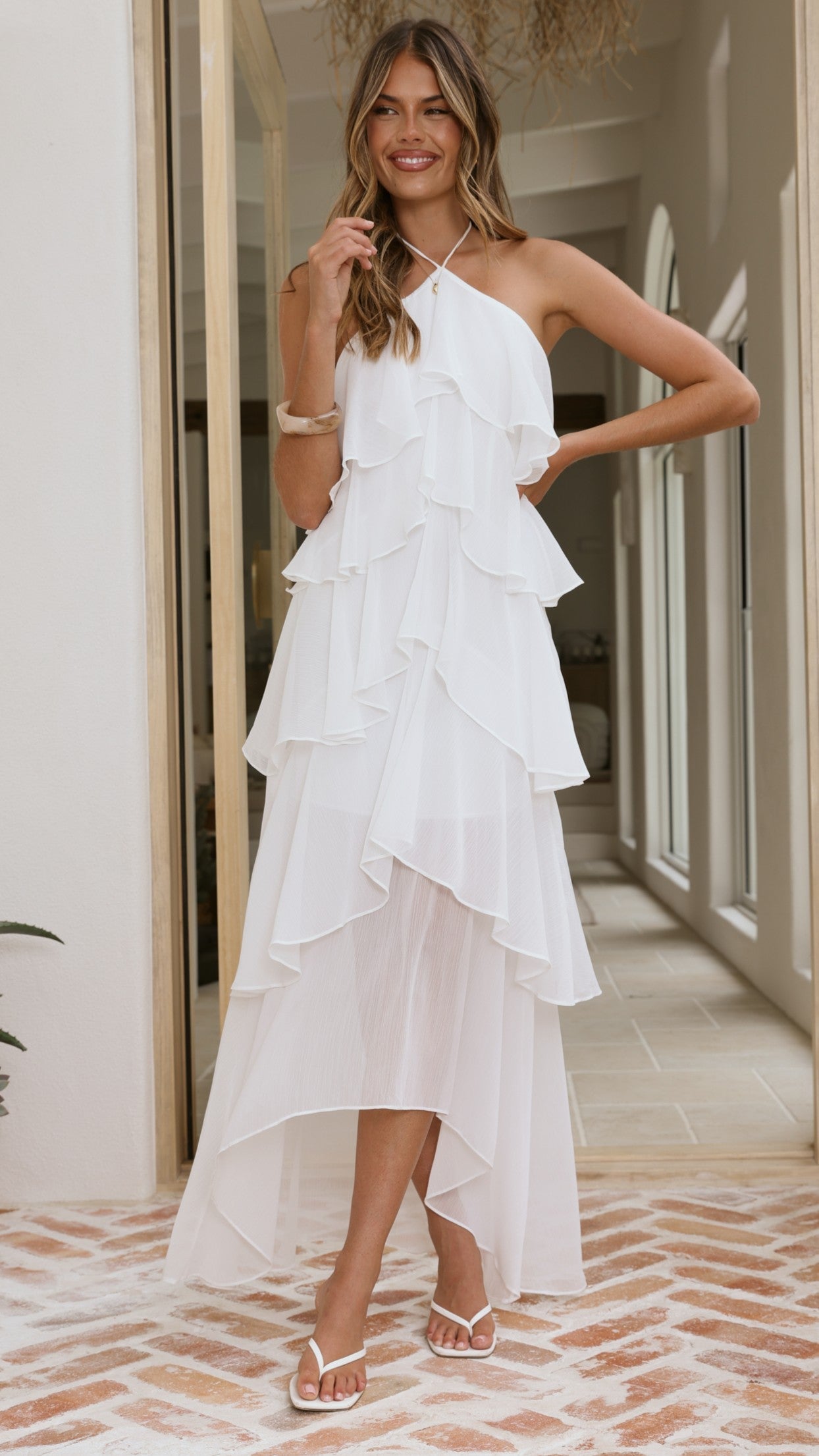 Margot Linen Maxi Dress in Sunshine White 1