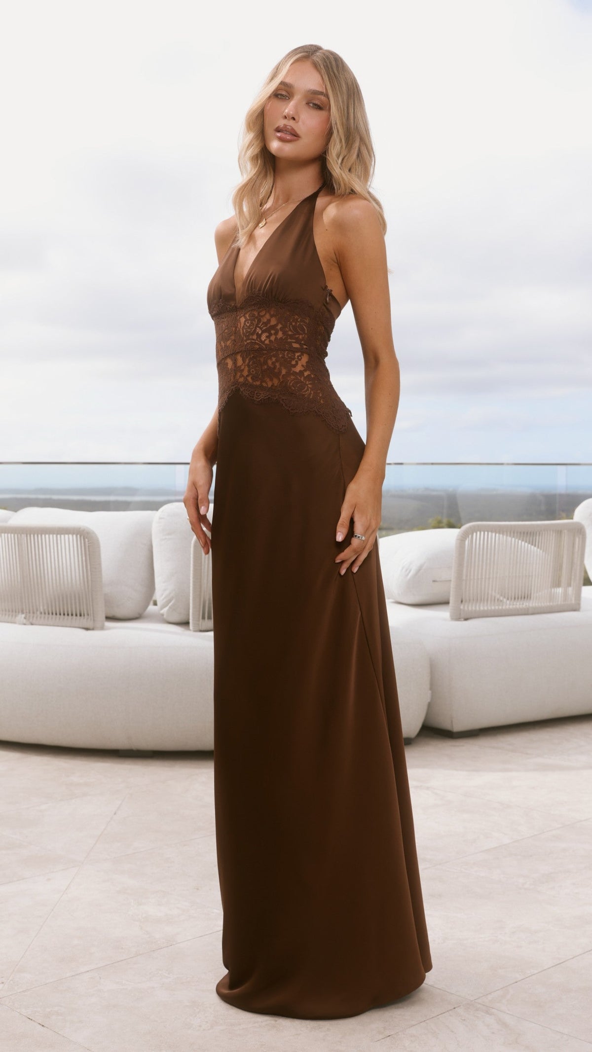 Celia Lace Maxi Dress in Plum Chocolate 8