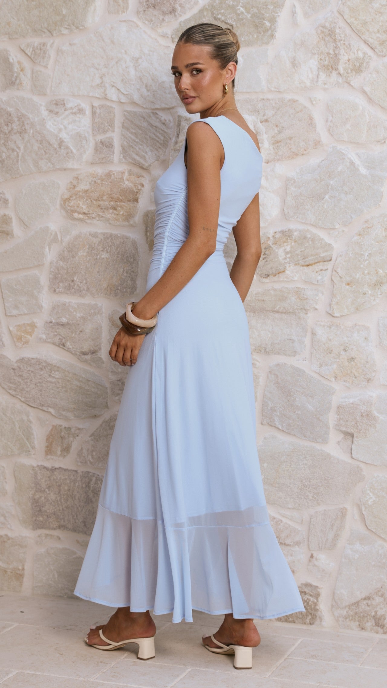 Sareiah Silk Maxi Dress Blue 2