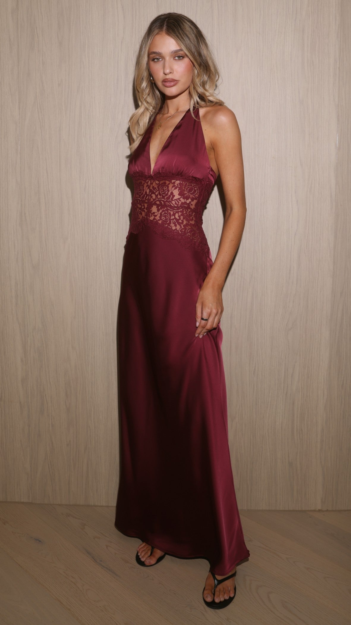 Celia Lace Maxi Dress in Plum Wine 3