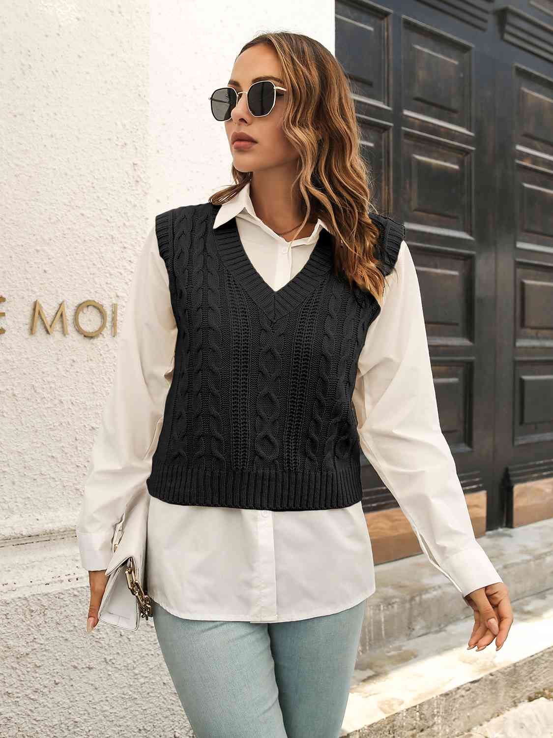 Margot V-Neck Sweater Vest Black 7