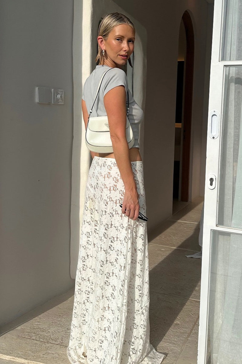 Genevieve Lace Jacquard Maxi Skirt White 3