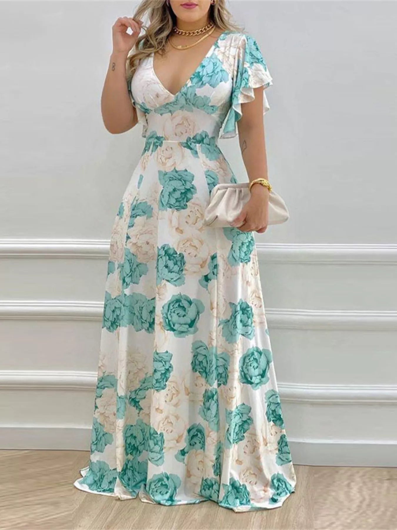 Valentina Floral Maxi Dress Fuchsia Pink 1