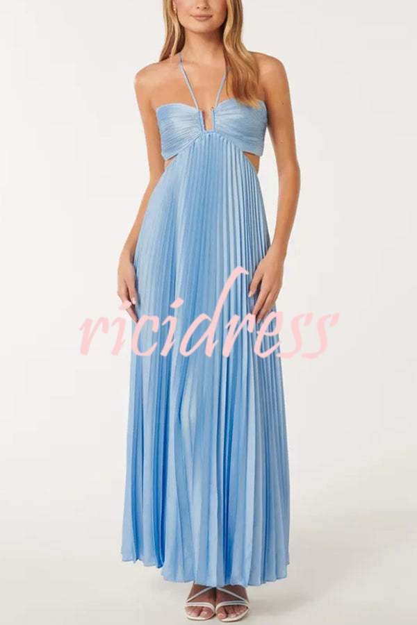 Ophelia Satin Maxi Dress Blue 4