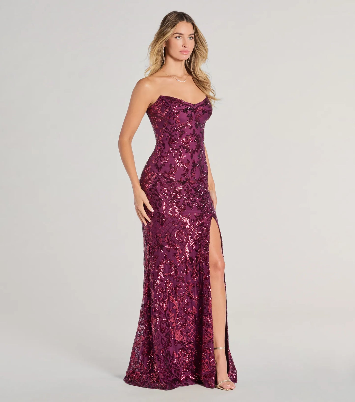 Chandler Sequin Lace-Up Dress RED 5