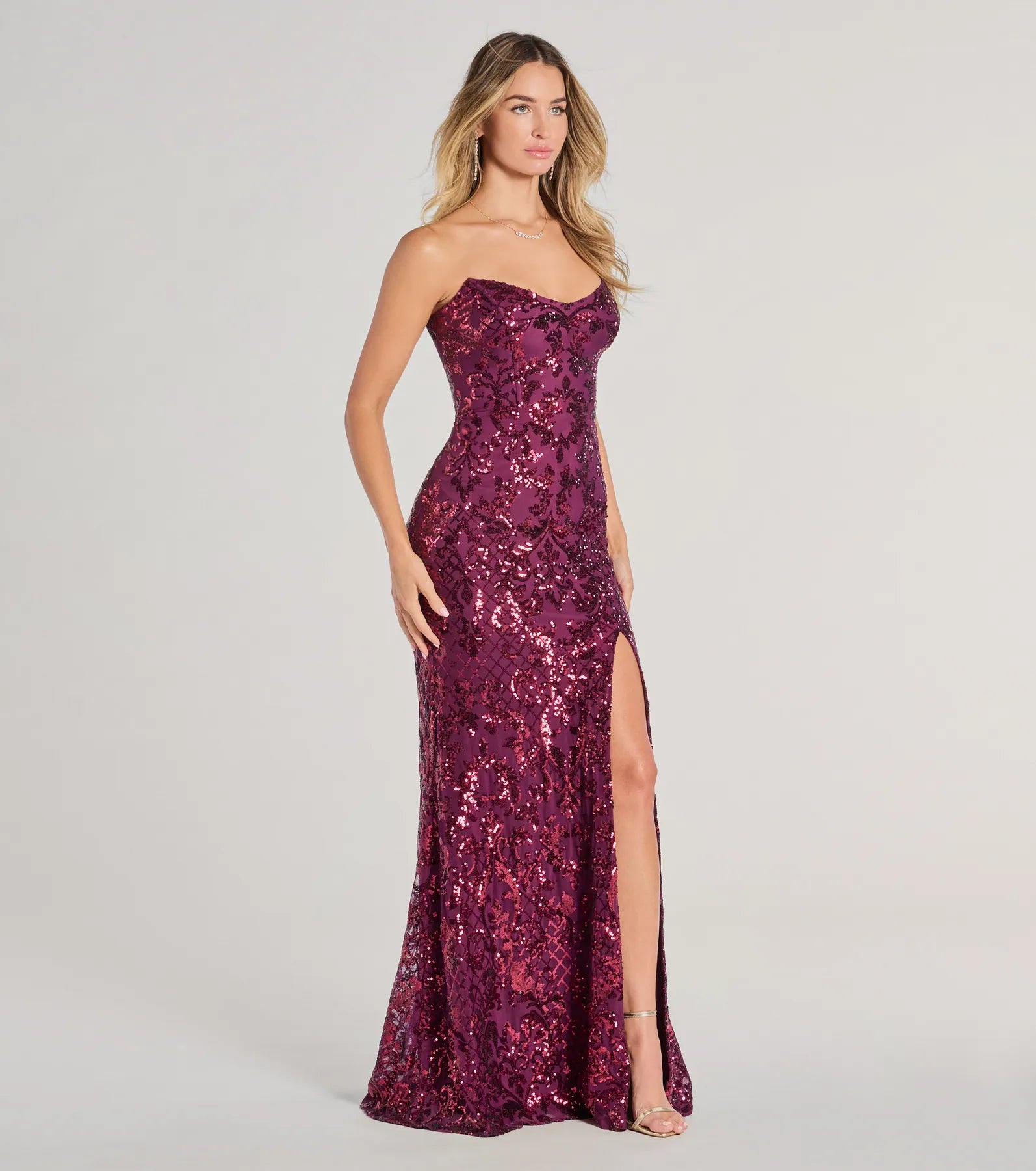 Chandler Sequin Lace-Up Dress RED 5