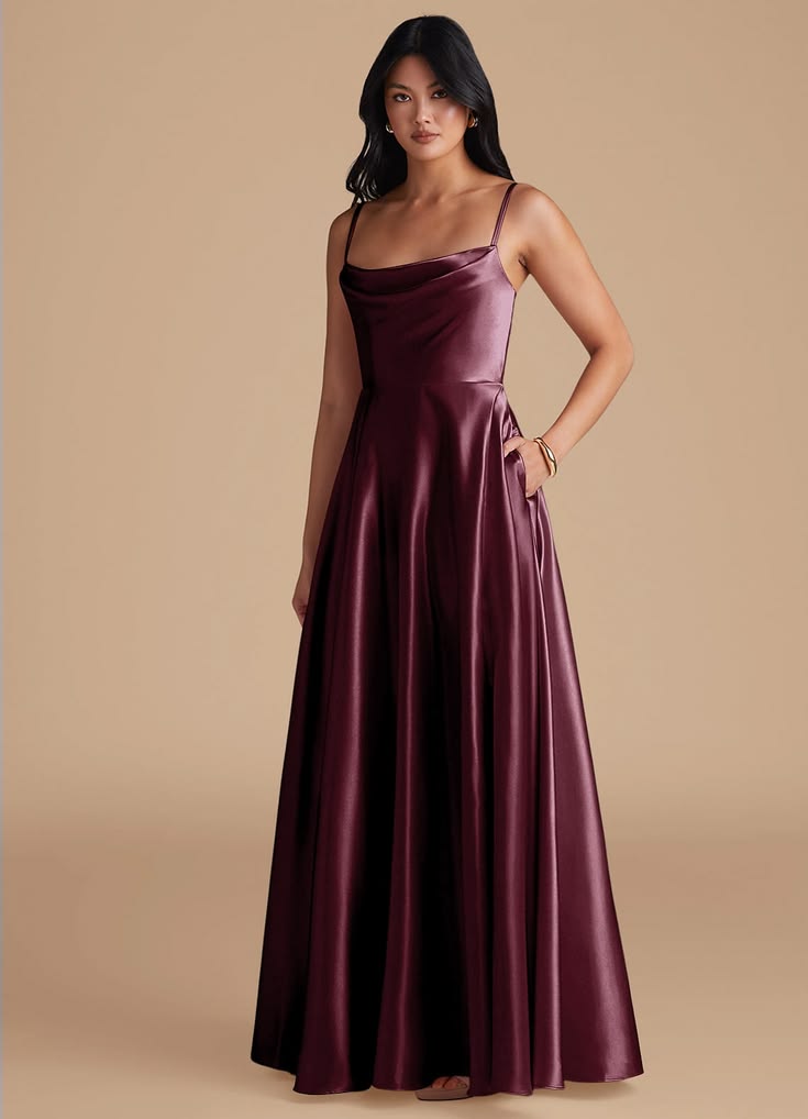 Elle Metallic Satin Cowl Neck Dress Pink 1