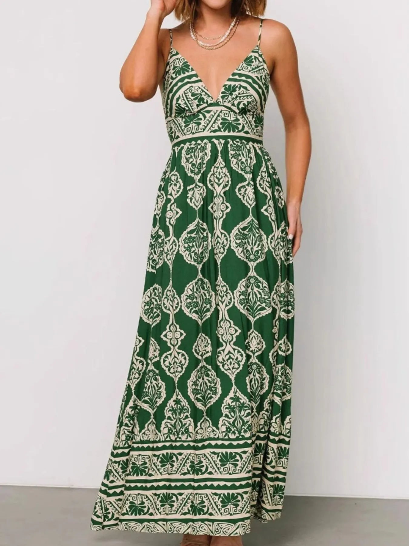 Margot Printed Tiered Dress Neck Maxi Cami Dress 3