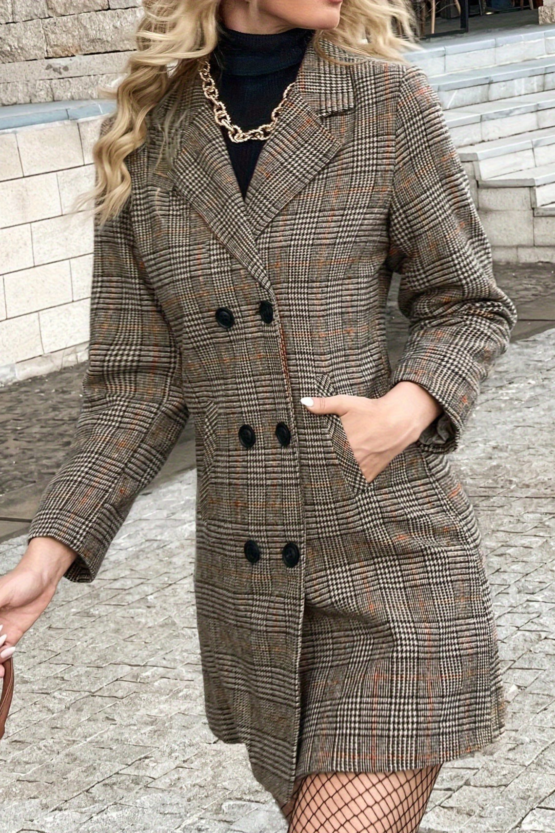 Margot Plaid Blazer Coat Brown 4