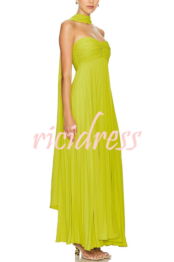 Arabella Pleated Off-Shoulder Maxi Dress Yellow 7