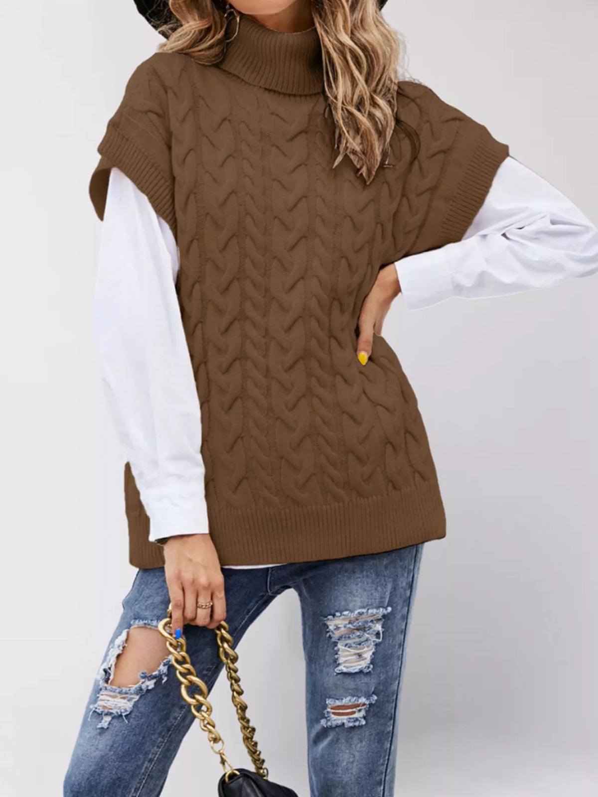 Margot Turtleneck Sweater in Apricot Coffee 9