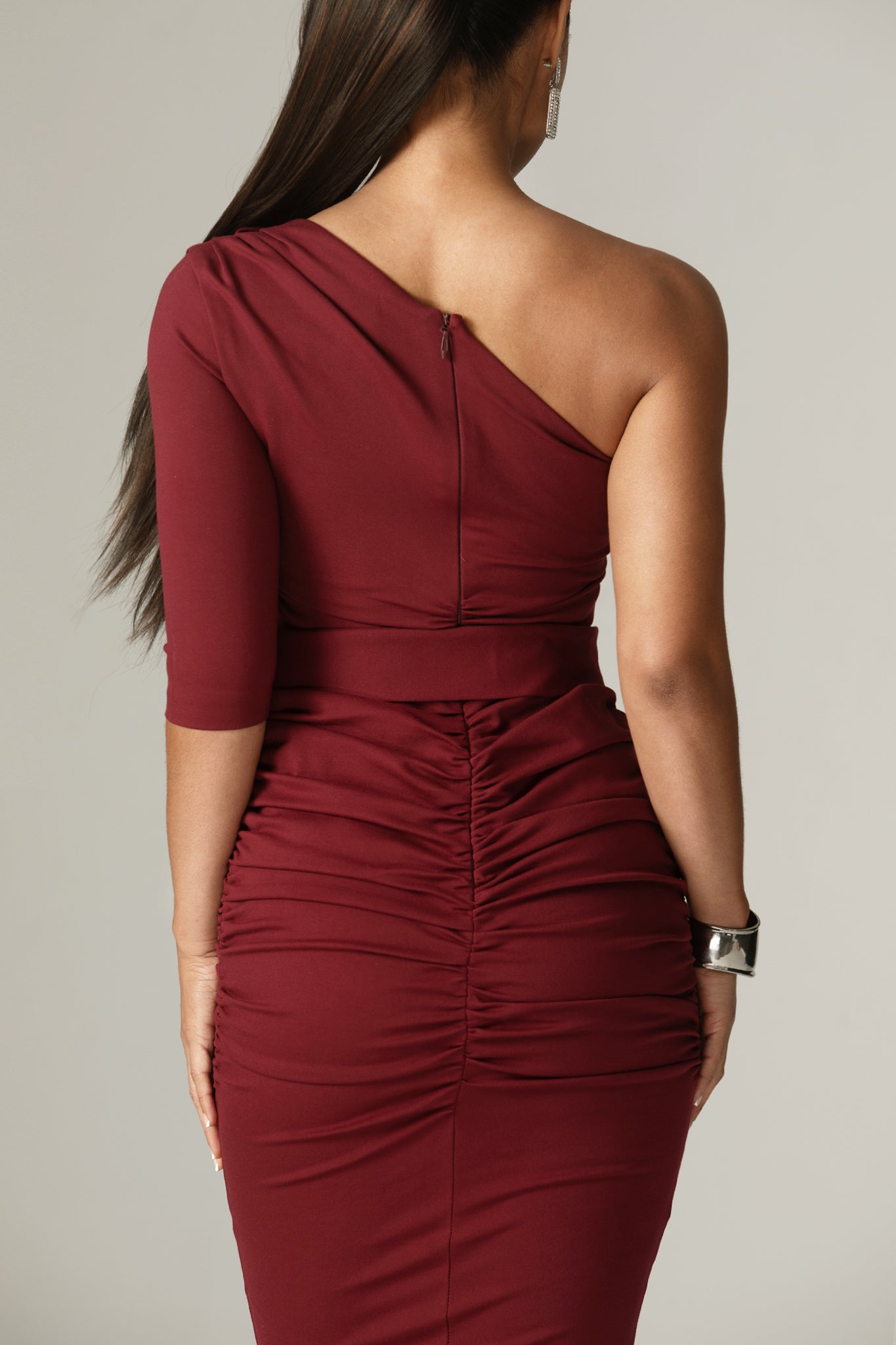 Dolly Bodycon Midi Dress in Burgundy 6