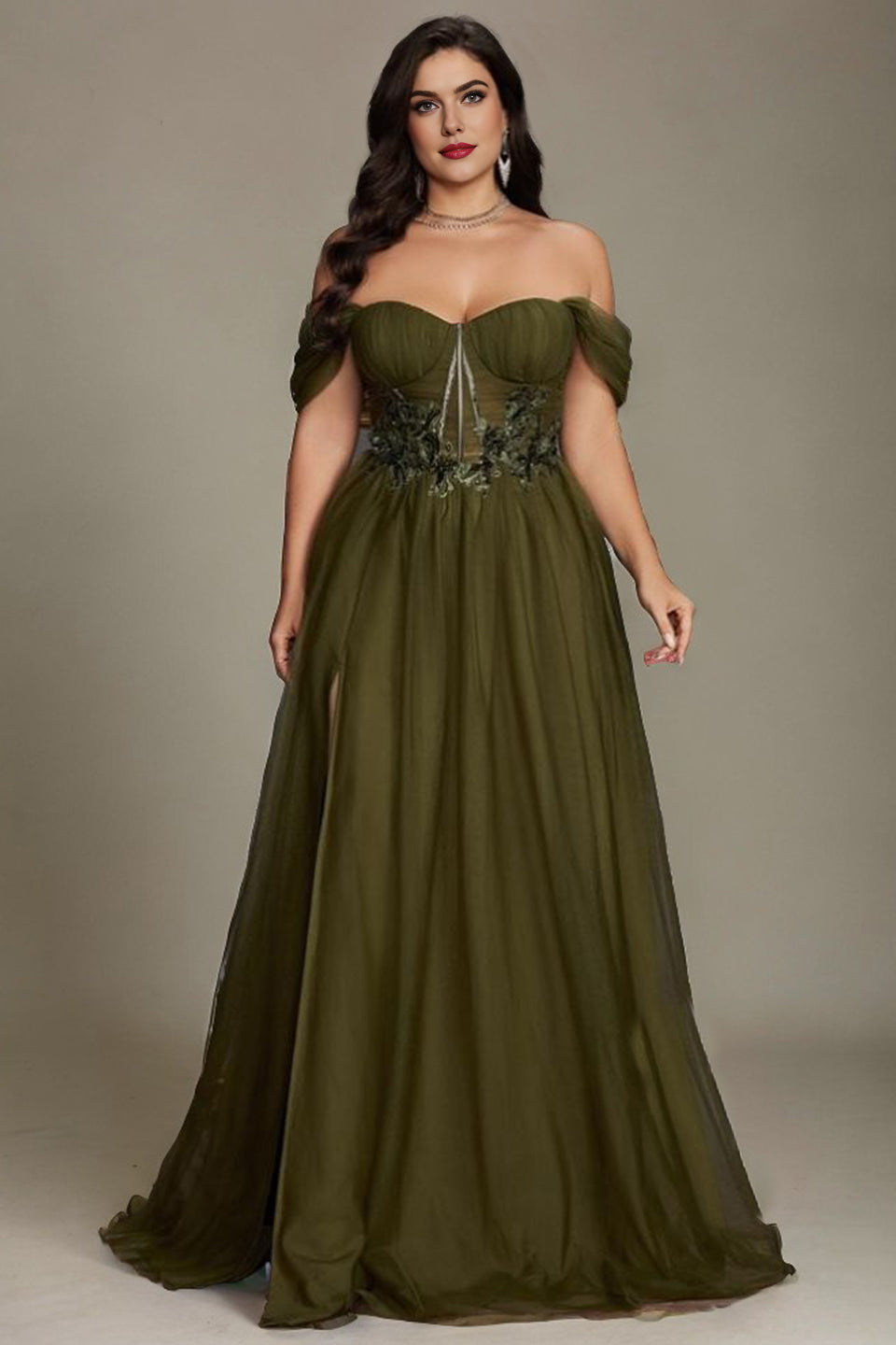 Valentina Off-Shoulder Maxi Dress in Sage Green 3