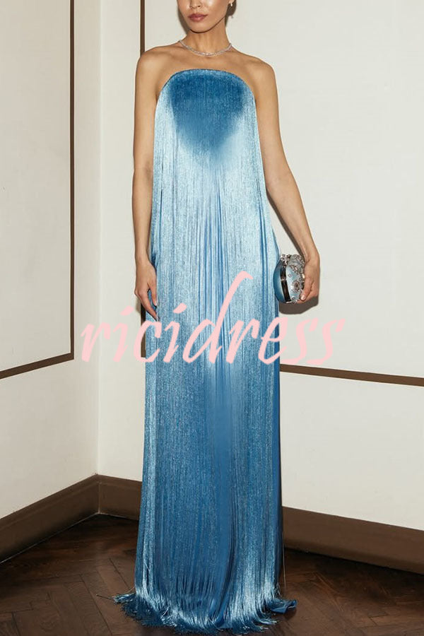 Rania Off-Shoulder Fringe Maxi Dress Multi 2