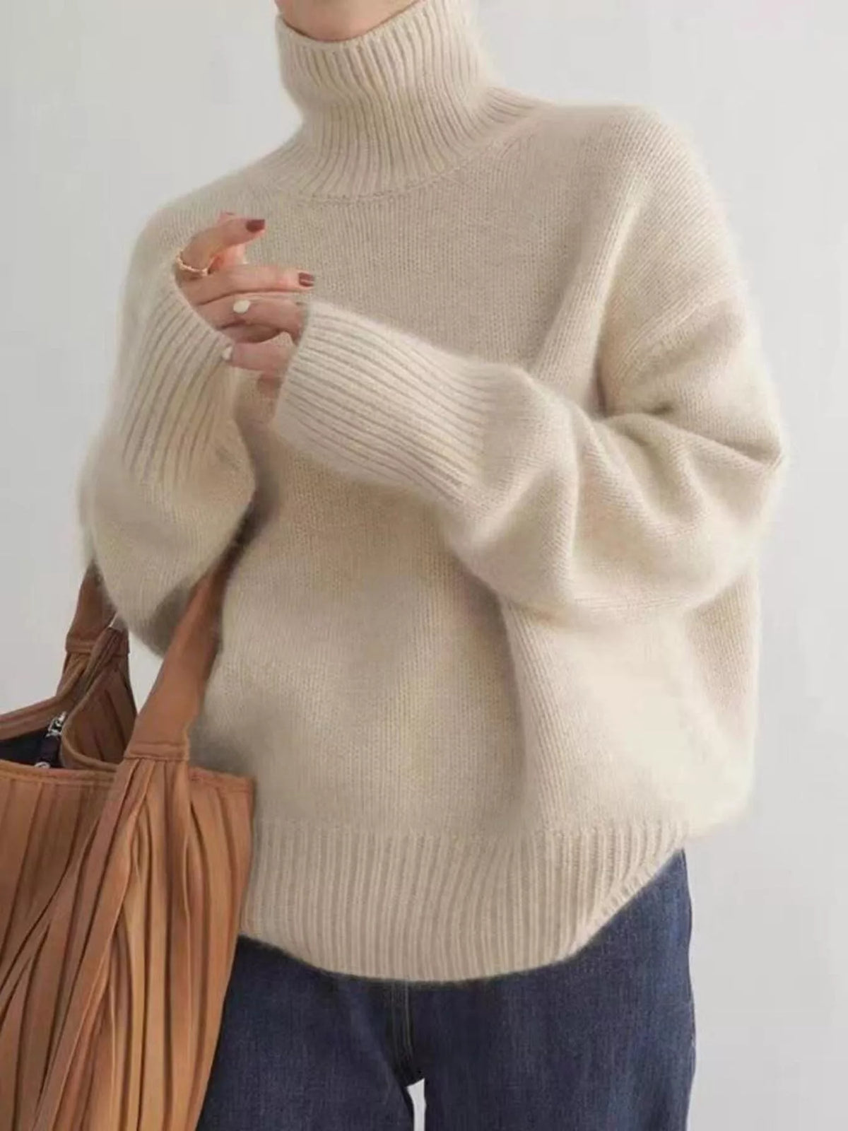 Margot Knit Sweater in Warm Cocoa Gray 3