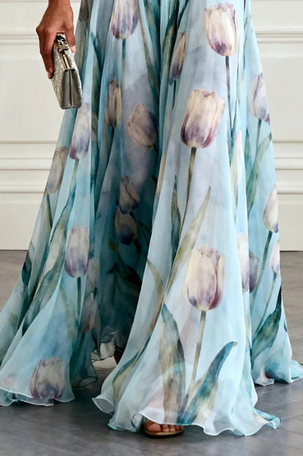 Audrey Tulip Print Maxi Dress Purple 7