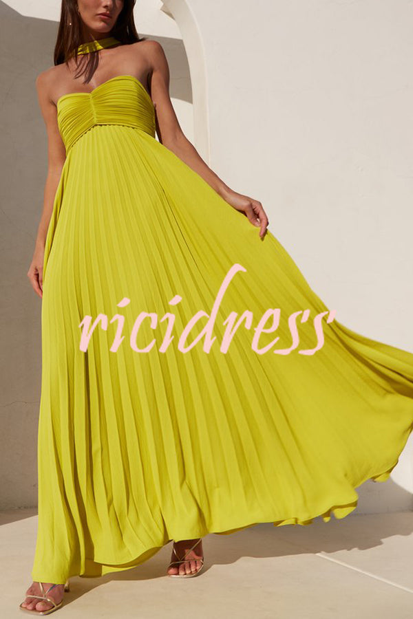 Arabella Pleated Off-Shoulder Maxi Dress Yellow 4