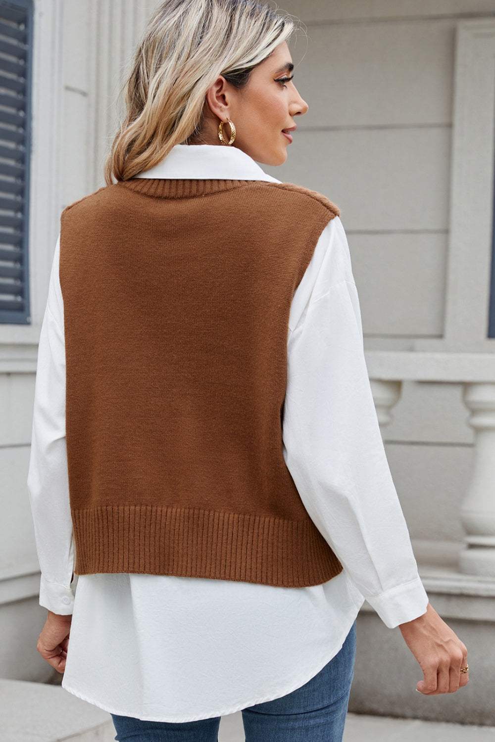 Margot Cable-Knit Sweater Vest Dark Navy 6