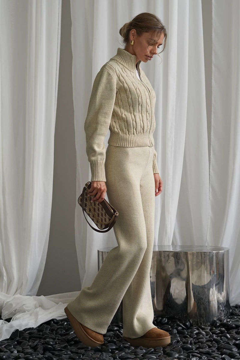 Margot Cable Knit Two-Piece Set Dark Brown 4