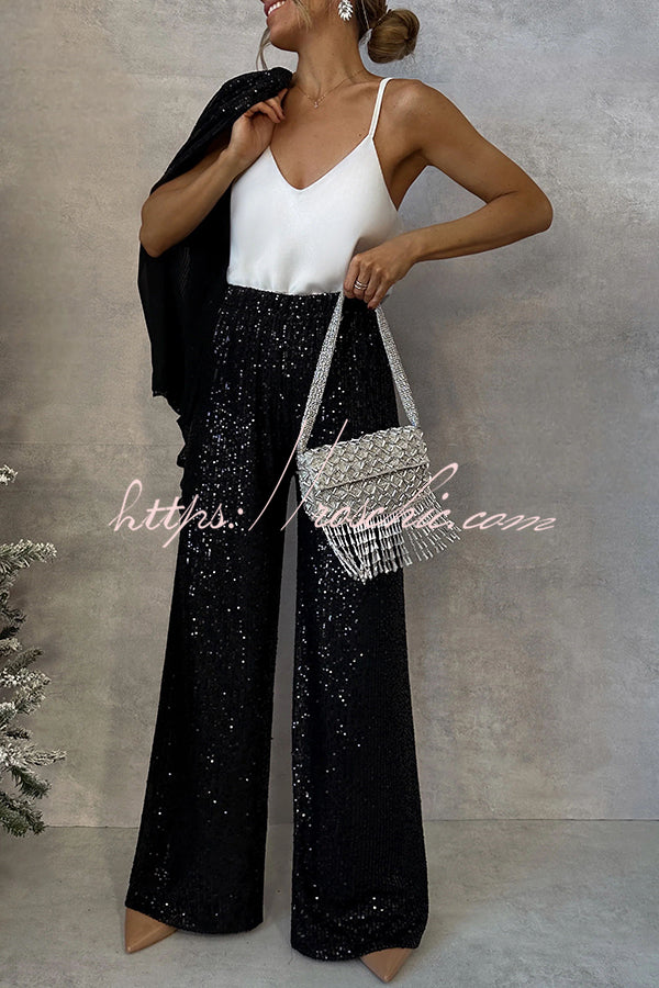 Margot Sequin Wide Leg Pants Black 2