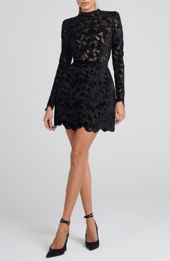 Lydia Lace Long Sleeve Mini Dress Black 1