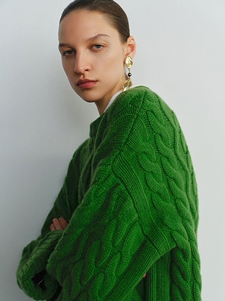 Margot Cable Knit Sweater Reed Green 2