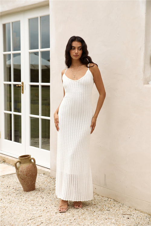 Ivory Knit Maxi Dress White 1