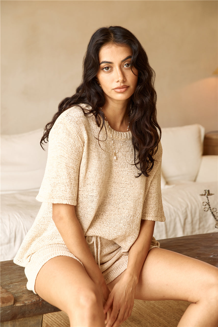Breakfast in Bed Knit Sweater Dress Bed Knit Set Beige 7
