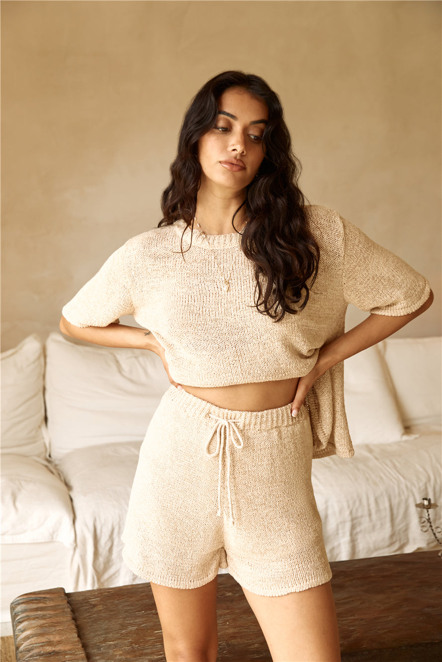 Breakfast in Bed Knit Sweater Dress Bed Knit Set Beige 3