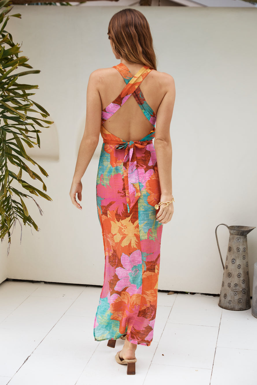 Arabella Halter Maxi Dress in Blush 2