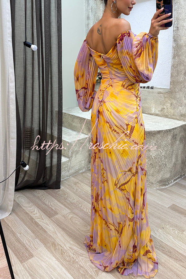 Seraphina Printed Off-Shoulder Maxi Dress Blue 7