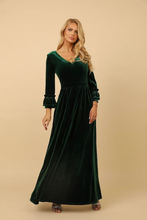 Isla Velvet Backless Dress Emerald 1