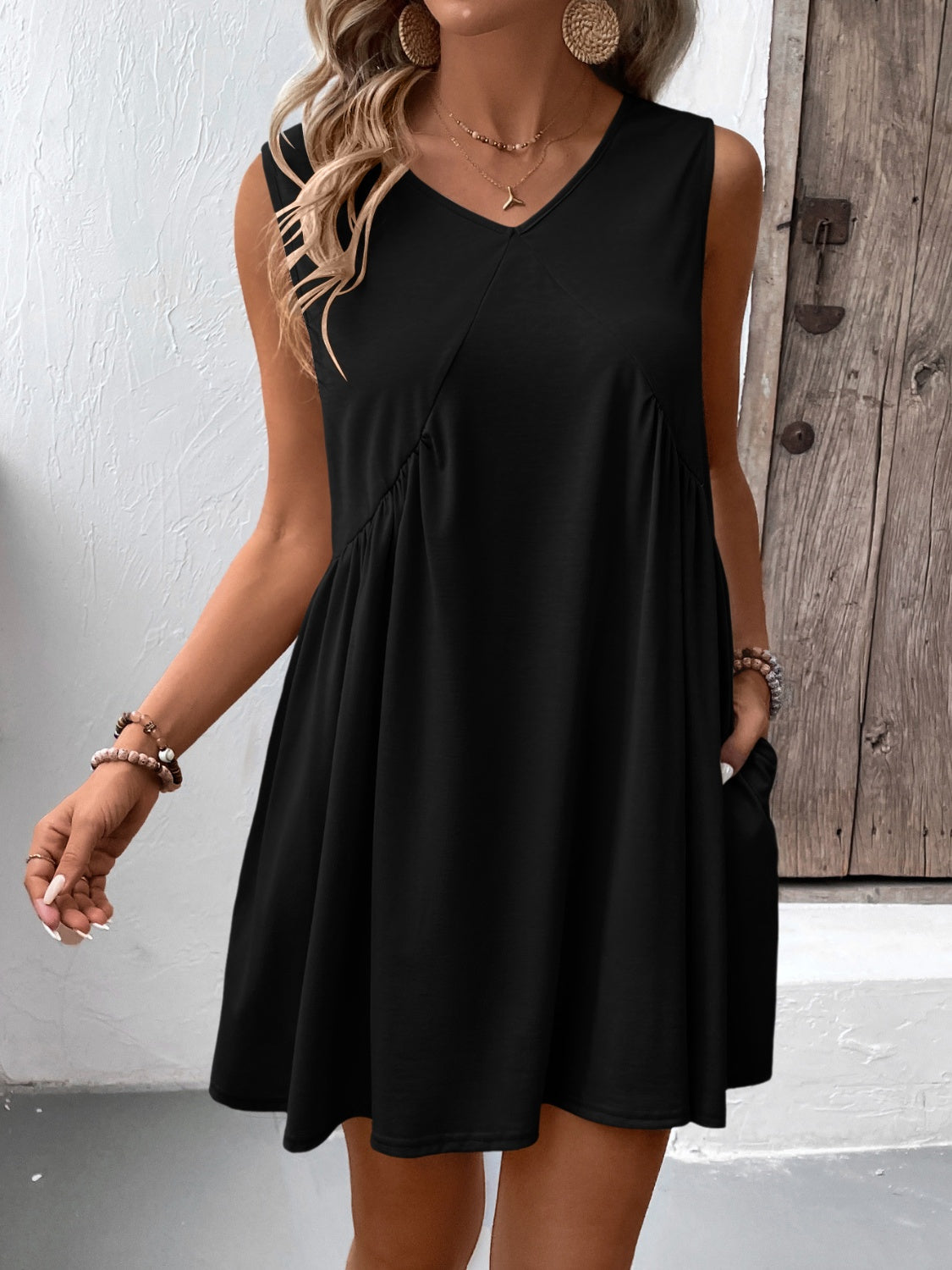 Violetta Ruched V-Neck Dress Multi 12