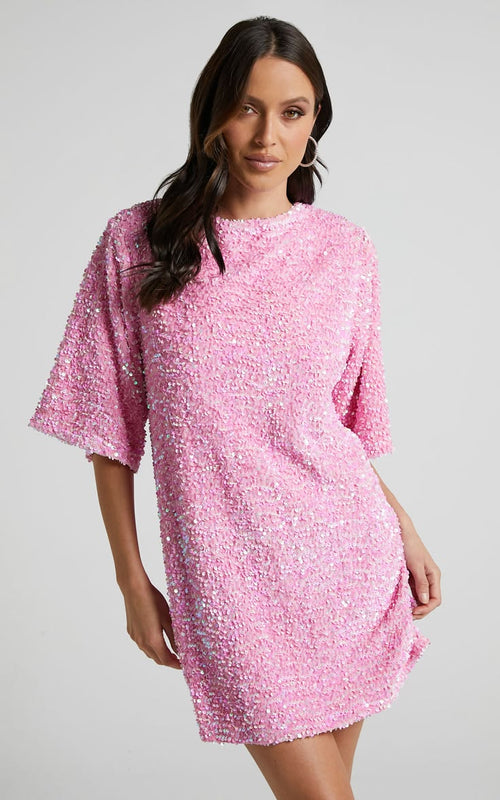 Valetta Sequin Mini Dress Pink 1