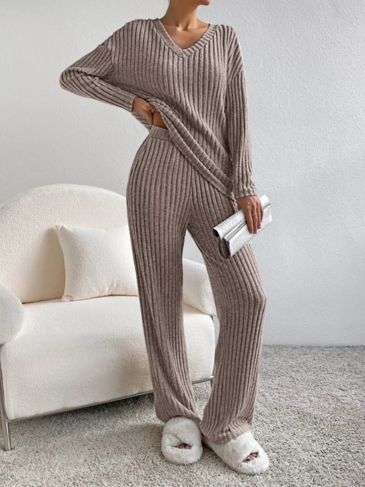 Celeste Ribbed Knit Two-Piece Set Green 7