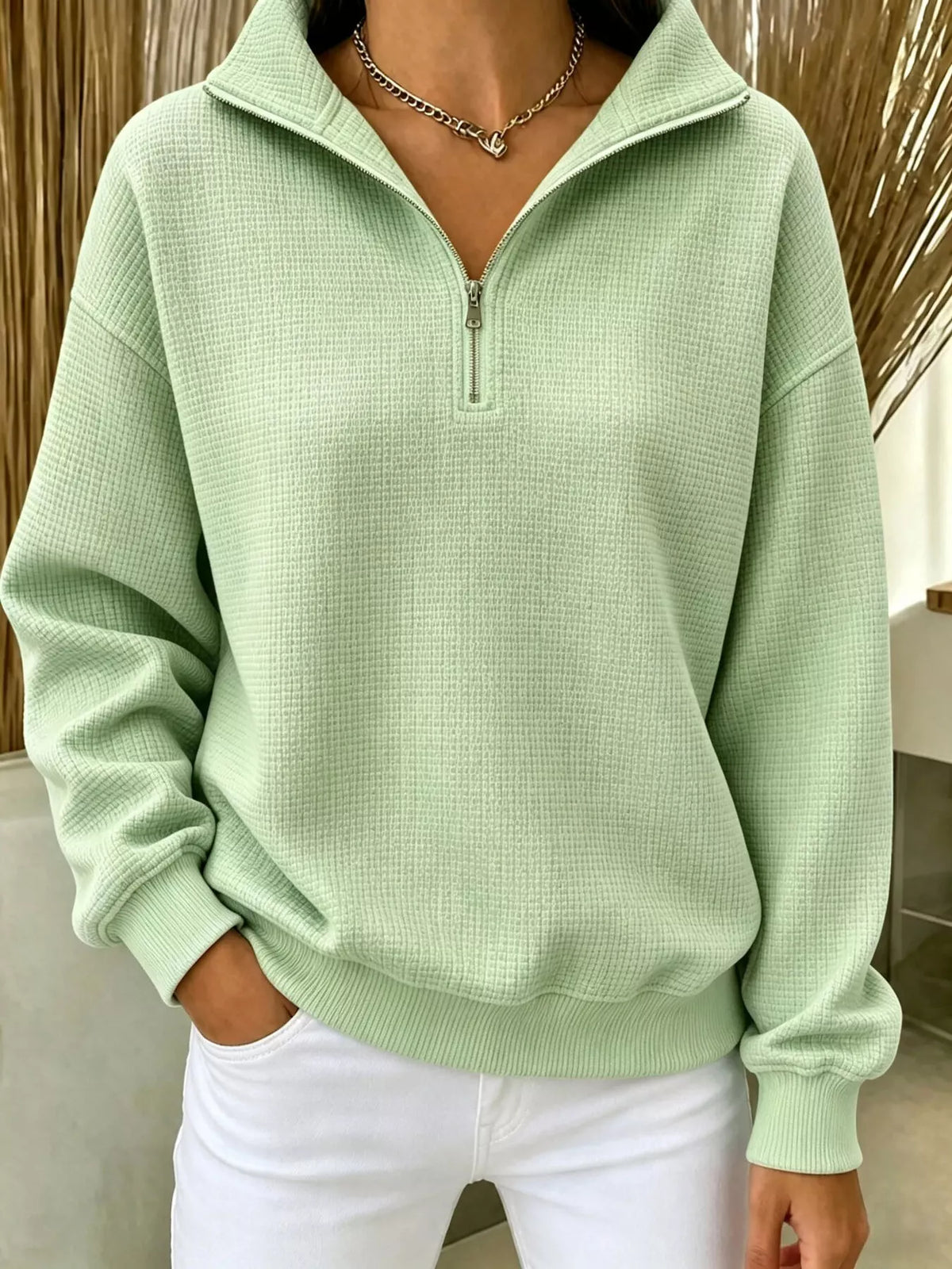 Margot Waffle Knit Sweatshirt Red 9