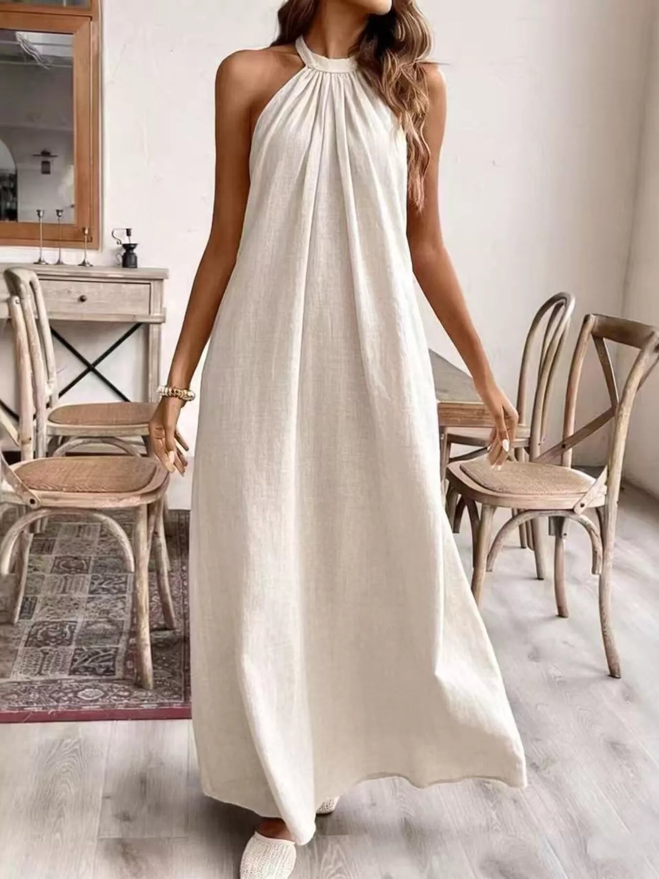 Margot Halter Maxi Dress in Cream Cream White 1