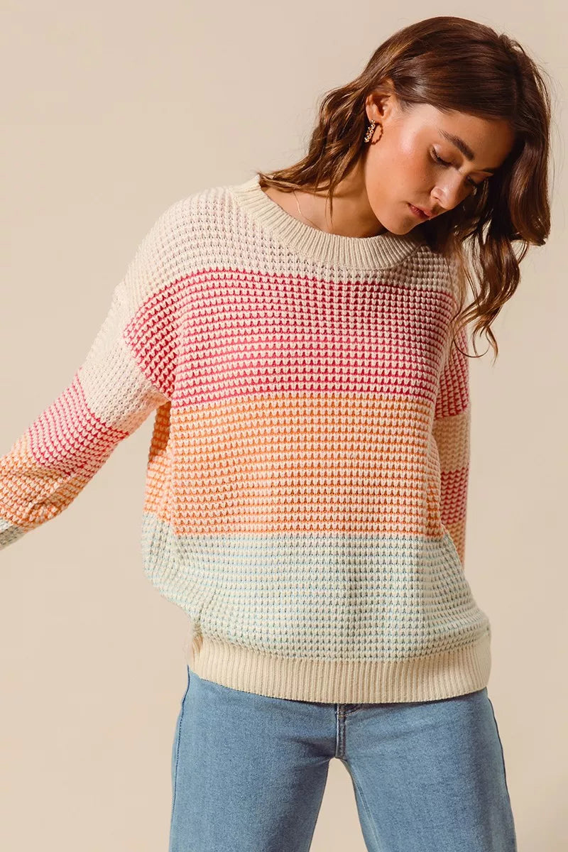 Margot Knit Sweater in Oatmeal Colorblock OATMEAL COMBO 8