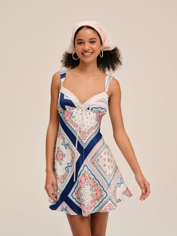 Celeste Scarf Mini Dress in Blue Blue 1