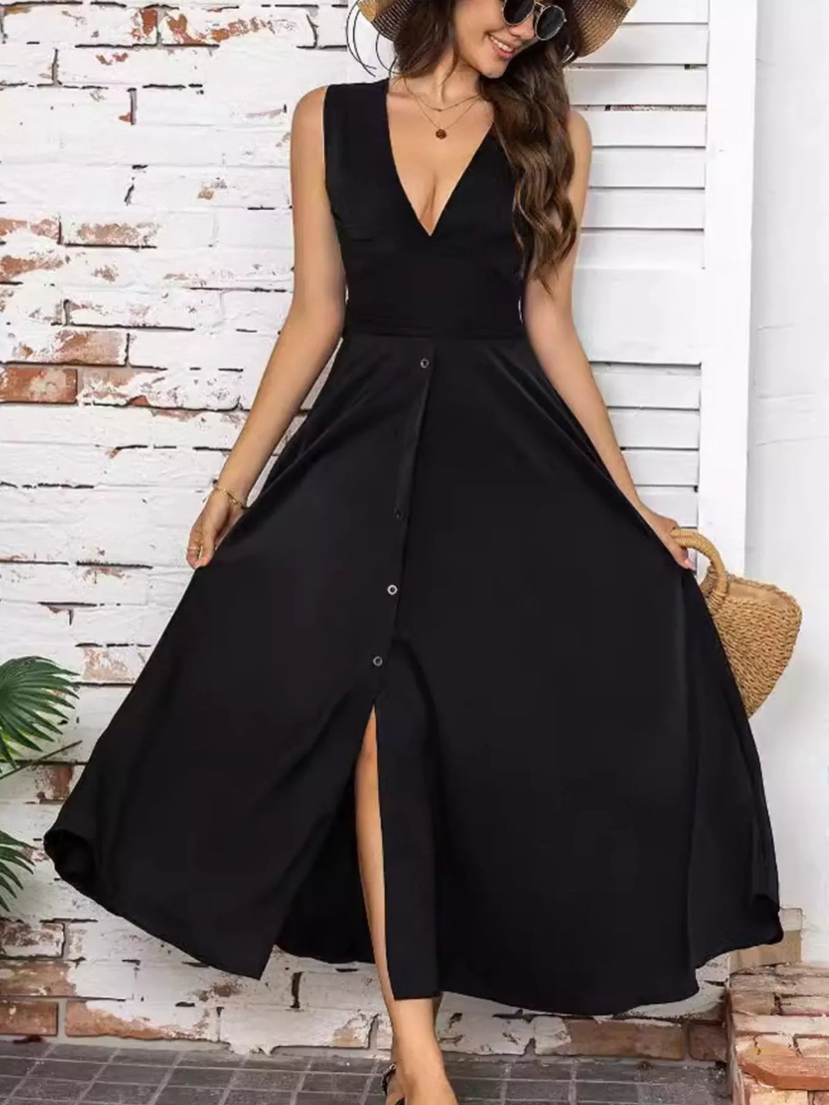 Emmeline Slit V-Neck Midi Dress Pink 7