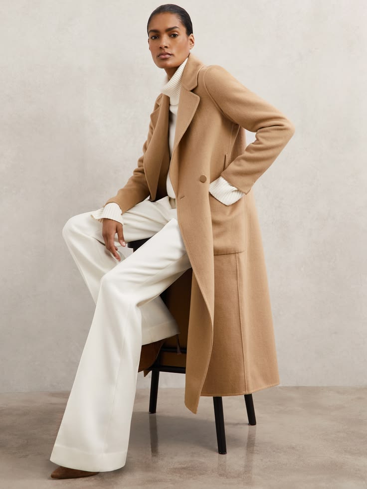 Eleanor Wool-Blend Double-Breasted Coat in Camel Camel 1