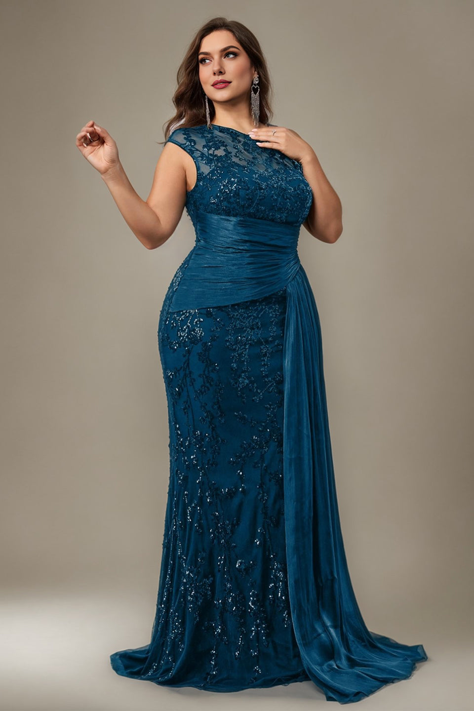 Margot Sequin One-Shoulder Dress in Navyblue Blue 7