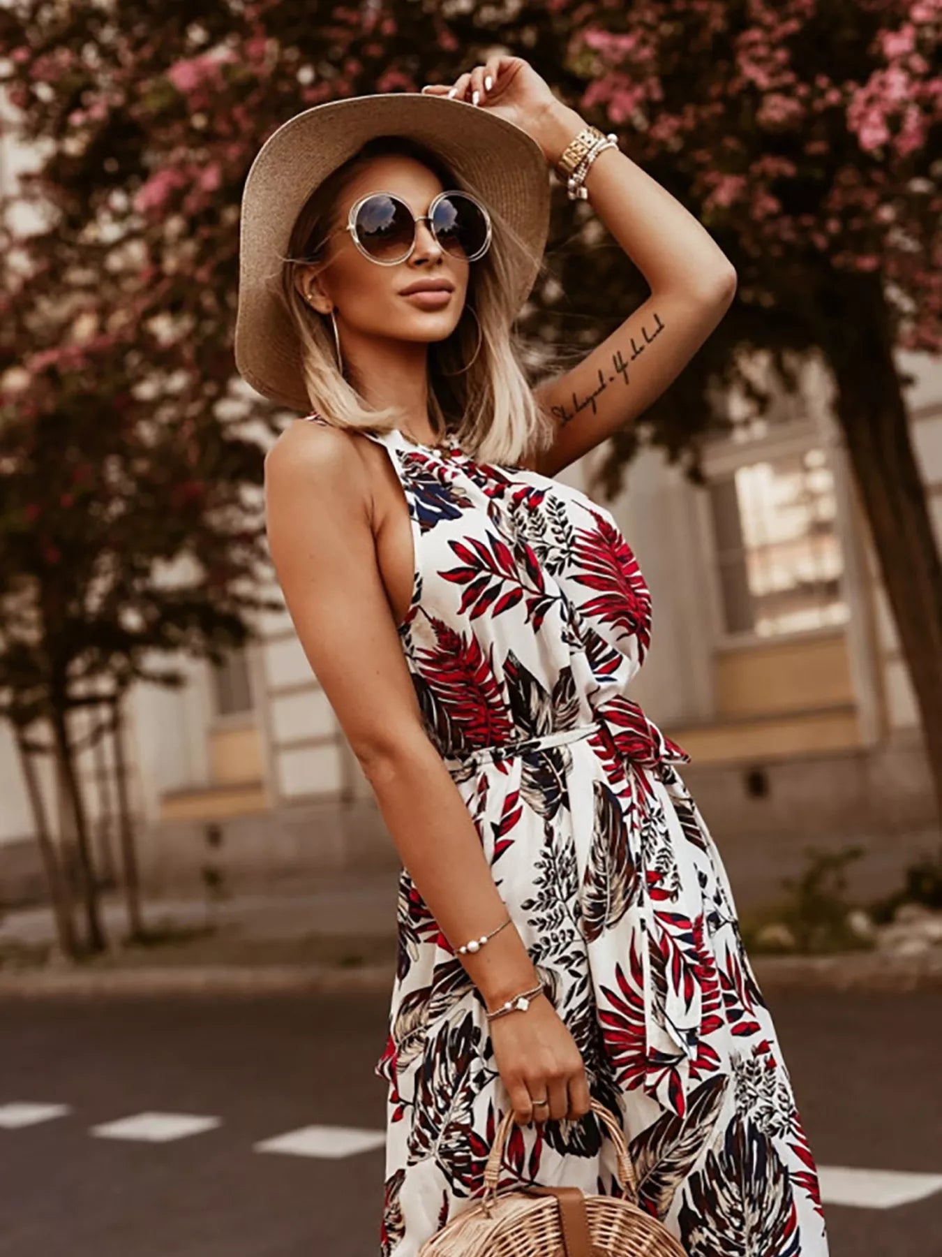 Celeste Printed Sleeveless Maxi Dress White 9
