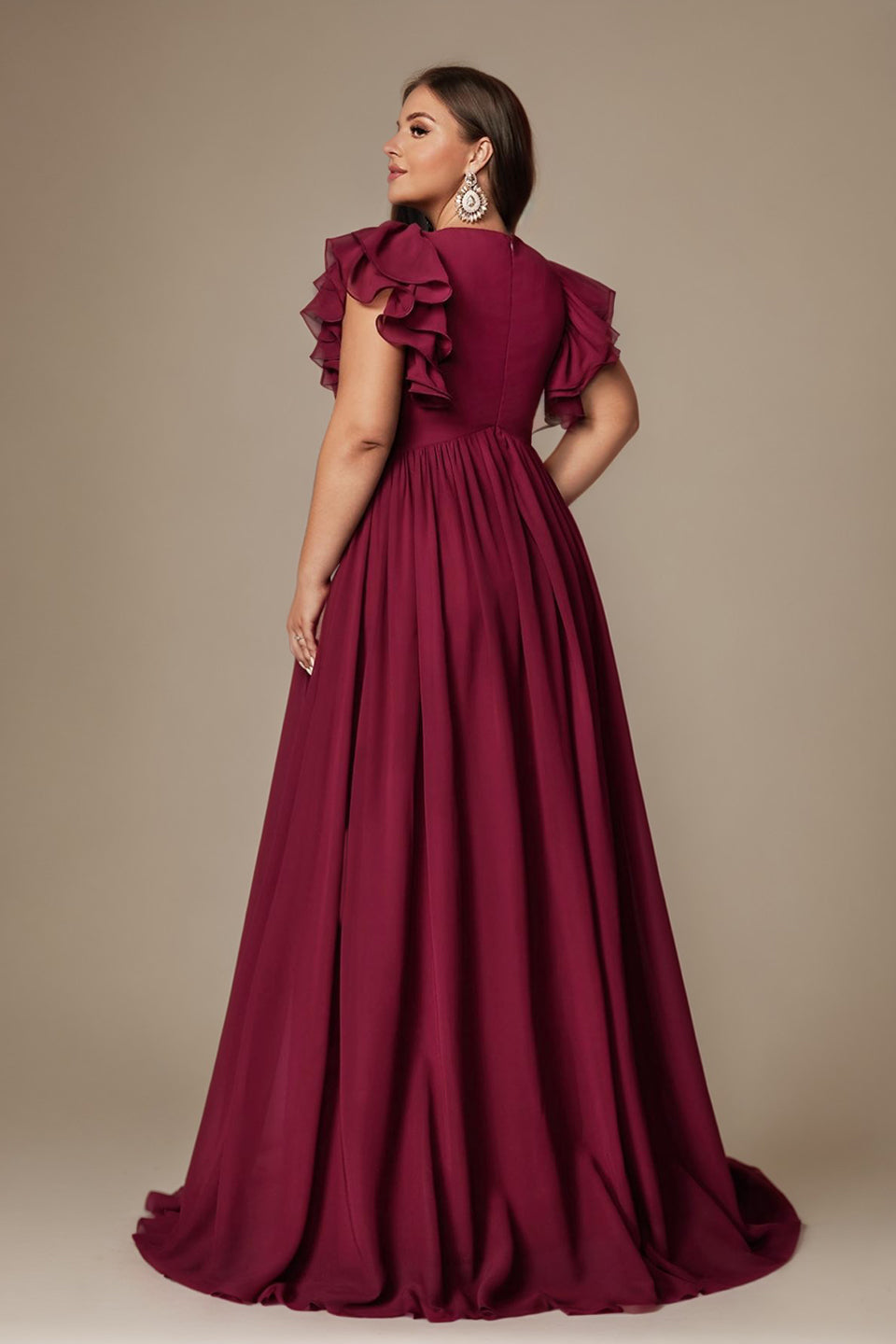 Valentina Ruffle Maxi Dress in Chocolate Olivegreen 9