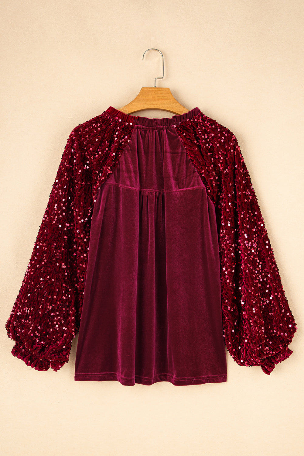 Freya Sequin Velvet Blouse Red Dahlia 9